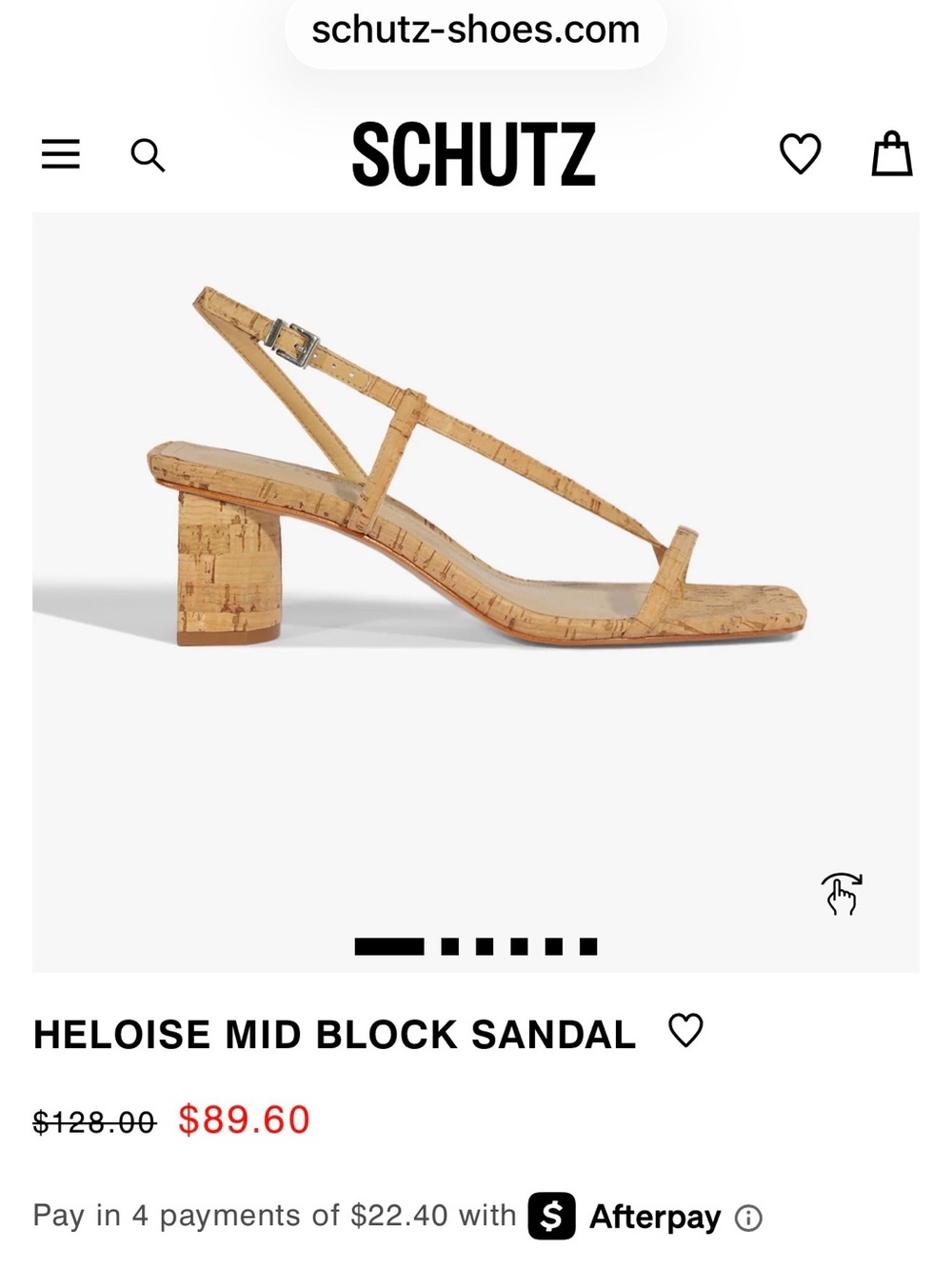 SCHUTZ Cork Square-Toe Block Heel Sandals in Tan